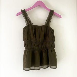 Olive green peasant cottage core tank top